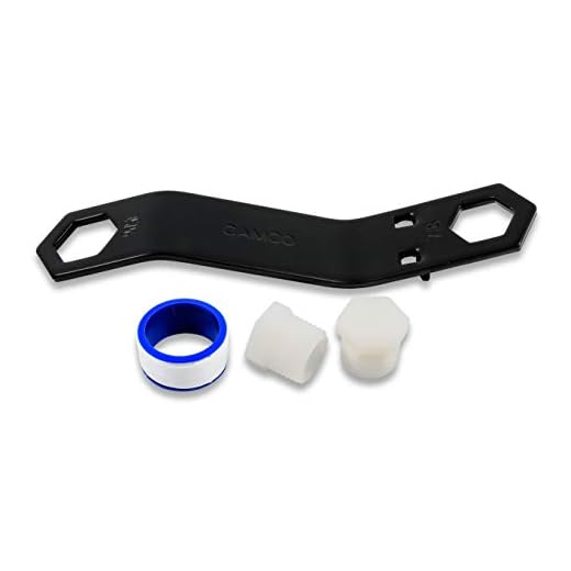 Camco RV Water Heater Drain Plug and Wrench Kit - Designed for RV & Camper Water Heater Drain Plugs| Fits 7/8" & 15/16" Drain Plugs | Angled Design Allows You to Reach Tight Spots -(11633)