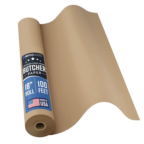 Brown Kraft Butcher Paper Roll - 18 Inch x 100 Feet (1200 Inch) - Food Grade Wrapping Paper for Smoking Meat of all Varieties – Unbleached, Unwaxed and Uncoated - Made in USA