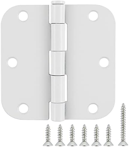White Door Hinges 3.5" x 3.5 Inch Interior Door Hinges for Doors 3 1/2"5/8"Radius Door Hardware Non Removable Bedroom Door Hinge Bulk Heavy Duty Steel Bisagra De Puerta Blanca 3 Pack Door Accessories