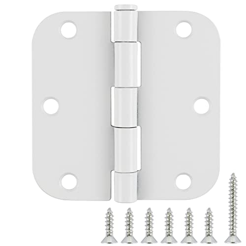 White Door Hinges 3.5" X 3.5 Inch Interior Door Hinges For Doors 3 1/2"5/8"Radius Door Hardware Non Removable Bedroom Door Hinge Bulk Heavy Duty Steel Bisagra De Puerta Blanca 3 Pack Door Accessories #TOP20