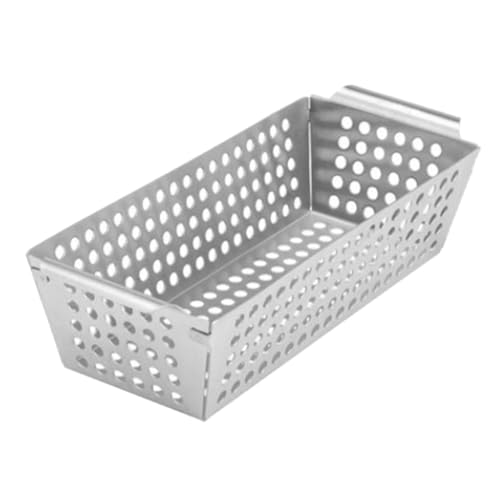 ibasenice Grill Plate Outdoor Grill Pans Grease Handles Ever Tray Grills Grilling for Char Reusable Portable Cooking Outdoor Kitchenware Rolling Grill Basket Silver Stainless Steel