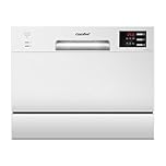 COMFEE' TD602E-W Lave-vaisselle compact pose libre, écran LED, 6,5 litres, blanc, niveau sonore : 47 dB