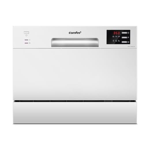 COMFEE' TD602E-W Lave-vaisselle compact pose libre, écran LED, 6,5 litres, blanc, niveau sonore : 47 dB