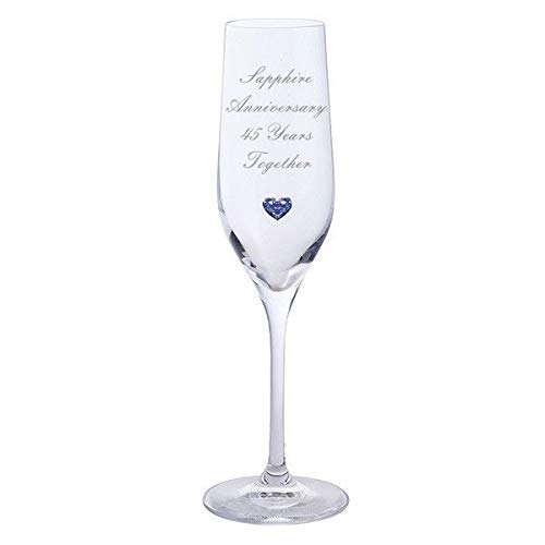 Paire de flûtes à champagne Dartington cristal anniversaire saphir 45 ans