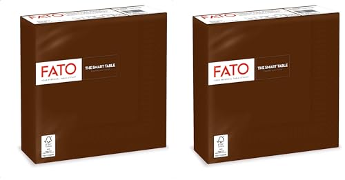 Fato - Lot de 100 Serviettes de Table Papier Jetables, Idéal Pour Les Repas Et Buffets, Taille 33x33, Pliés en 4 et 2 Plis, Couleur Chocolat, 100% Pure...