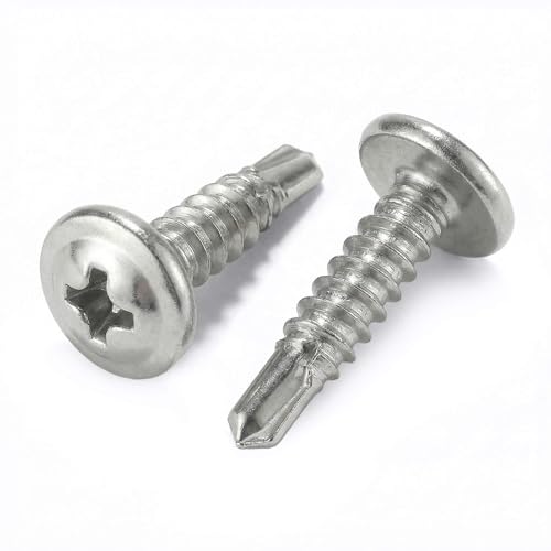 #8 x 1-3/4''(50 Pack) Truss Head Sheet Metal Self-Tapping Screws Phillips Head High-Strength Quick Tapping Screws, 410 Stainless Steel