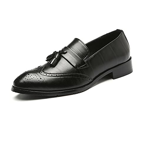 Image of Julymens Men's Handsome Slip-on Tassel Brogues Faux Leather Dress Shoes