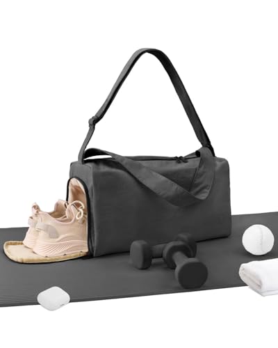 Small Gym Bag for Women with Shoes Compartment, Stylish Duffle Travel Bag for Plane, Lightweight Duffle Bag for Women & Men, Sport Gym Tote Bag with Wet Pocket for Yoga, Pilates, Swimming