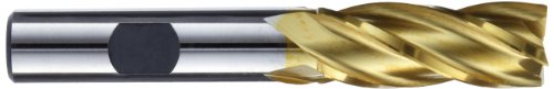 Image of 5160030 High Speed Steel (HSS) Square Nose End Mill, Inch, Weldon Shank, TiN Finish, Roughing Cut, Non-Center Cutting, 6 Flutes, 4.5 inch Overall Length, 1.2500 inch Cutting Diameter, 1.25 inch Shank Diameter