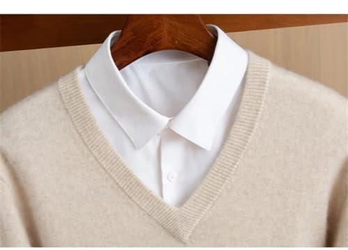 Mens V-Neck Pullover Sweater Long Sleeved Jacquards Knitted Cashmere Sweater Warm Soft Tops4