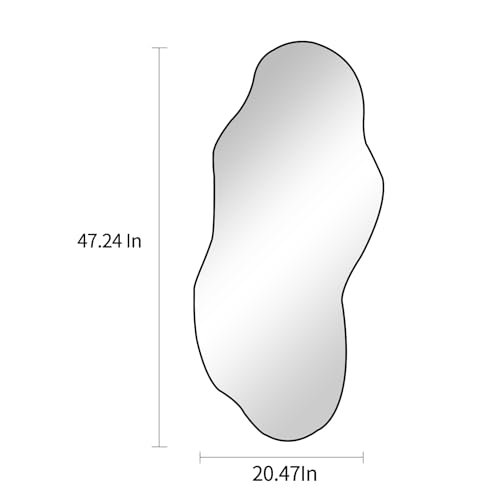 POZINO Irregular Wall Mirror, Large Asymmetrical Mirrors, 47.2"x21" Odd Shaped Mirrors Decorative, Modern Abstract Frameless Mirror for Living Room Bedroom Bathroom Entryway