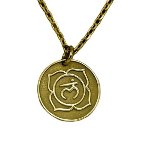 Collier pendentif pièce chakra racine argent plaqué or LK_PNDN_1364