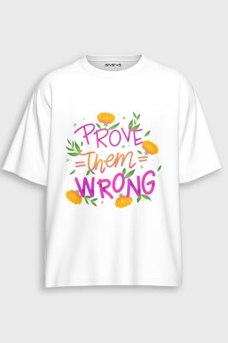 Image of Amazon Brand - Anarva Women Oversized Graphic Printed T Shirt 100% Cotton Drop Shoulder Loose Fit Baggy Casual Tshirt for Girls