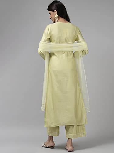 Image of INDO ERA Women Viscose Kurta with Sharara & Dupatta (Liva Kurta Set 3672L Sea Green L)