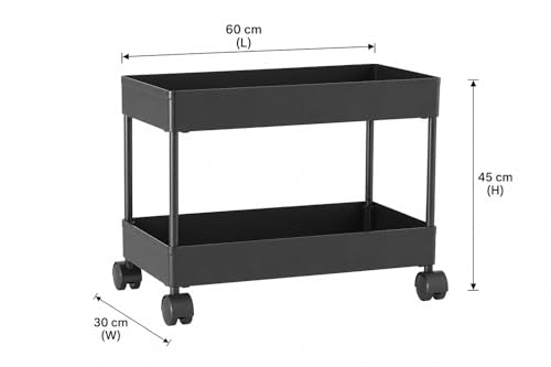Image of wall love Plastic Storage Rack Trolley with Wheels for Kitchen, Bathroom & Bedroom - Multipurpose Organizer Shelf Rack for Fruits, Toiletries, Snacks and Household Storage (2 Layer)