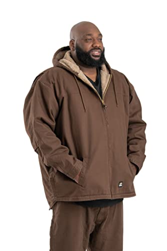 Berne Men's Heartland Washed Duck Hooded Work Coat, Medium Regular, Bark #TOP2