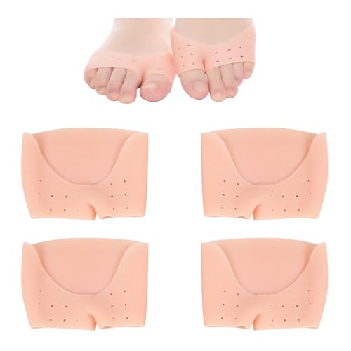 Image of 2 Pairs Gel Toe Caps Protectors Silicone Toe Sleeves Metatarsal Pads Ball of Foot Cushion Soft Forefoot Cushioning for Men Women Toe Sleeves Guards for Pain Relief