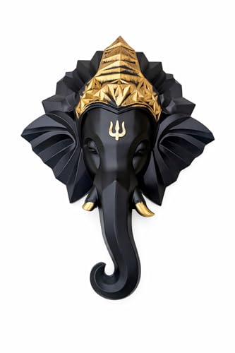 Image of REMANENCE Spiritual Ganesha Wall Sculpture - Perfect Wall Decor for Living Room, Entrance & Temple (Black)