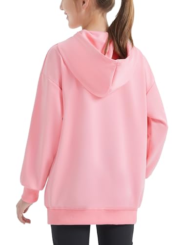 EXARUS Girls Sweatshirts Cropped/Oversized Hoodie Pullover Long Sleeve with Pocket Casual School for Kids 6-14Y4