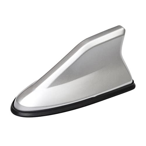 Car Shark Fin Antenna Cover Roof Aerial Base AM/FM Radio Signal for Car SUV Truck Vehicle Shark Fin Shape Cover with Adhesive Tape Car Accessories Antenna Replacement Fits Most Cars (Silver)