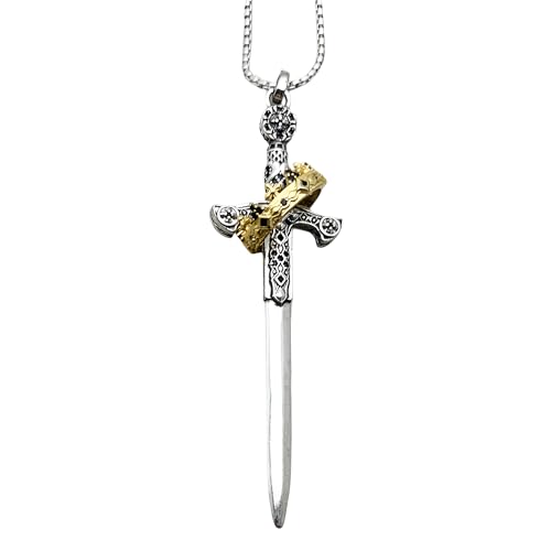 Collier épée de style européen en argent, le cadeau idéal pour homme et femme passionnés