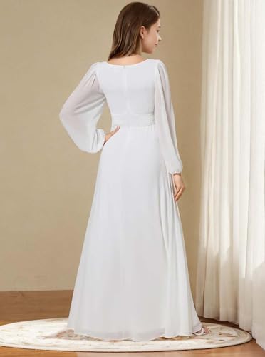 Junior Bridesmaid Dresses Long Sleeve Girls Formal Flower Girl Dress First Communion Gown4