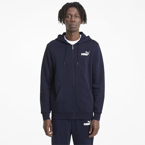 Image of Puma Men's Essentialentials Small Logo Full-Zip Hoodie | Comfortable Cotton-Polyester Blend Jacket with Adjustable Hood & Pockets | Ideal Hoodie Sweatshirt for Workouts, Travel & Casual Wear