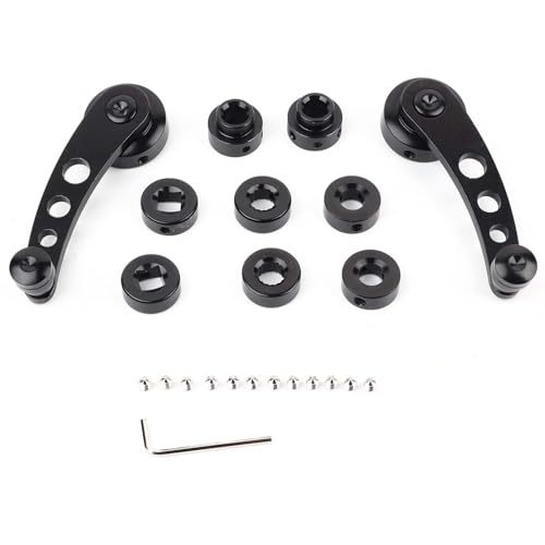 Image of Car Window Handle,2pcs Alloy Window Handle Riser Winder Crank Fit for Feature Car Door Window Winder Crank Riser,Unique Classic Car (Black)