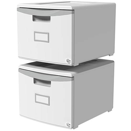 Storex único cajón Mini Archivo gabinete con cerradura, 18,25 x 14.75 x 12,75 pulgadas, Negro (61265b01 C), color gris Case of 2