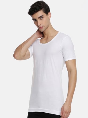 Image of RAMRAJ COTTON Men White Round Neck Half Sleeve Fine Cotton Vest /Banian | Moisture Absorbant & Super Soft Fabric