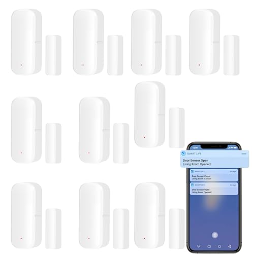 10xWiFi Smart Türsensor, Tür-Fenstersensor – für Tuya drahtloser Türfenster Sensor Alarm App Push Benachrichtigungen, kabelloser Fensterkontakt-Sensor für Heimsicherheit und Smart-Home-Automatisierung