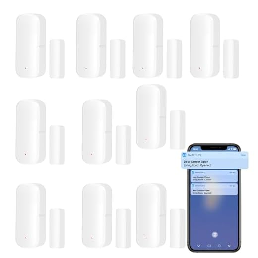 10xWiFi Smart Türsensor, Tür-Fenstersensor – für Tuya drahtloser Türfenster Sensor Alarm App Push Benachrichtigungen, kabelloser Fensterkontakt-Sensor für Heimsicherheit und Smart-Home-Automatisierung