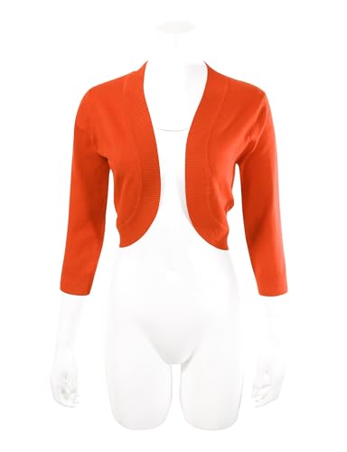Image of Allsense Women's 3 /4 Sleeve Bolero Shrug for Dresses | Open Front Cropped Cardigan, Lightweight Knit Dress Cover Up