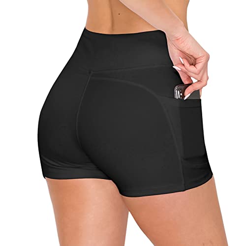 Image of ALWAYS Women's Biker Shorts Pockets - 3 inch High Waisted Soft Running Workout Yoga Pants Black L