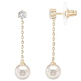 PAVOI 14k Rose Gold Plated Sterling Silver Post Shell Pearl Drop Earrings | Pearl Earrings for Women