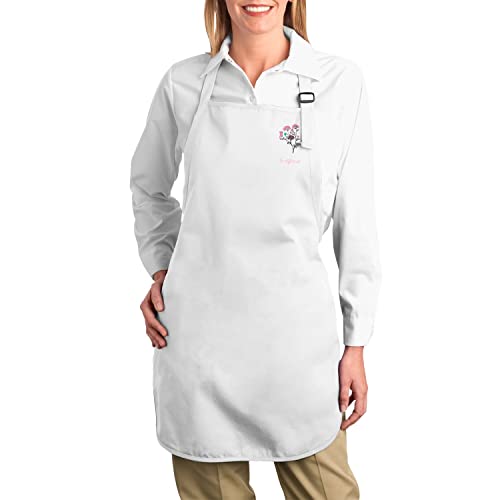 Tablier cuisine premium blanc imprimé bouquet fleurs oeillets dessin - 2