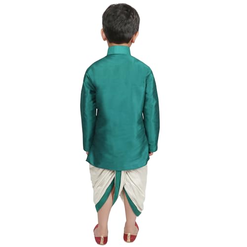 Image of SG YUVRAJ Boy's Raw Silk Kurta Dhoti Set