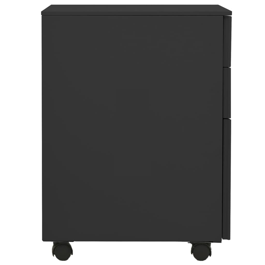 Armadietto per documenti con ruote, antracite, 39 x 45 x 60 cm, con serratura a 3 cassetti, armadio in acciaio per formato A4/lettere/legale, contenitore da ufficio sotto la scrivania