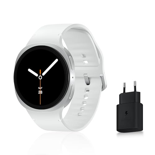 Samsung Galaxy Watch8, Montre Connectée, Coach Running, Coach Sommeil, Galaxy AI, Bluetooth, 44mm, Argent, Chargeur Secteur Rapide 25W Inclus, Version FR