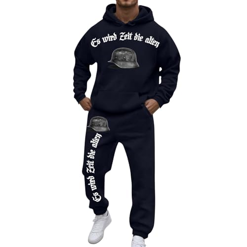 DUHENWU Chándal para hombre con capucha y pantalones de chándal, conjunto de ropa deportiva casual, ropa deportiva para otoño e invierno, traje informal holgado, traje de manga larga, ropa de calle