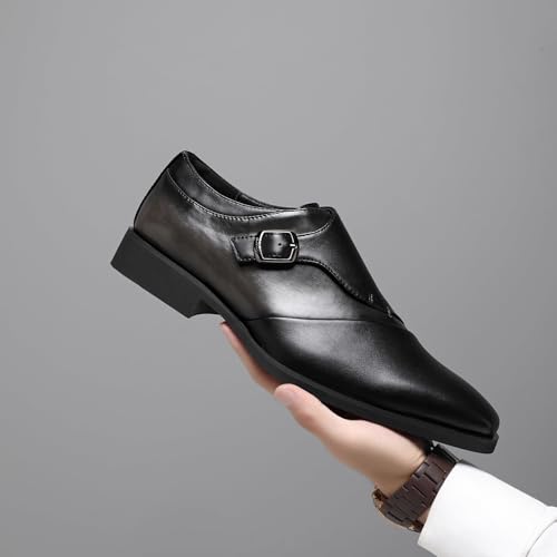 SANNAX Herren Single Strap Monkstrap Schuhe Plain Toe Anzugschuhe Business Lederschuhe Modern Freizeitschuhe Formale Hochzeit Schuhe