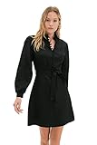 Trendyol Abito in Tessuto con Colletto a Camicia Avvolgente Regolare da Donna Vestito, Nero, 70