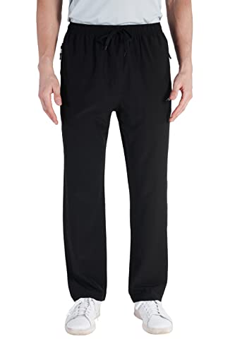Trailside Supply Co.men's Workout Athletic Pants Elastic Waist Jogging Running Pants For Men With Zipper Pockets,Black, Xl #TOP5