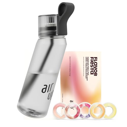 air up® water bottle (22 oz) for school, sports, gym | includes 5 scent pods & straw | flavored bottle in white – also for kids, boys, girls | no calories, sugar-free and suitable for carbonation
