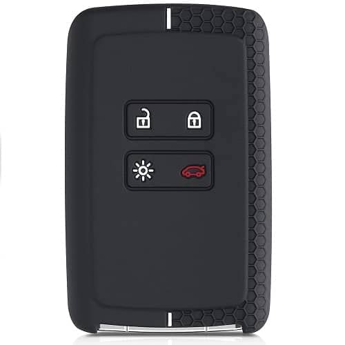AUTOZOCO Funda Silicona Mando Llave del Coche 4 Botones Compatible con Renault Y Dacia - Funda TPU - Protege Llaves Compatible con Dacia y Renault - Negro