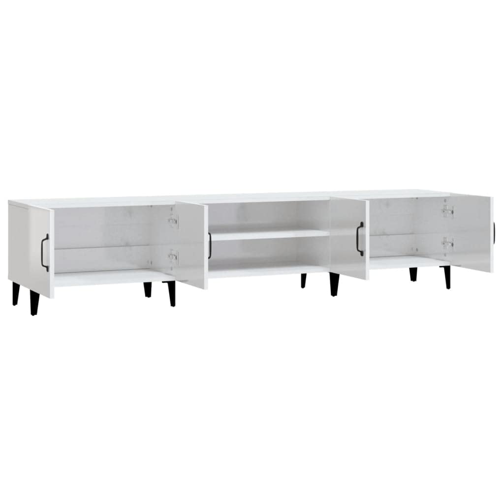 vidaXL Mobile Porta TV Bianco Lucido 180x31,5x40 cm Legno Multistrato, mobiletto, mobiletto HiFi, Mobile per dispositivi multimediali, Supporto TV