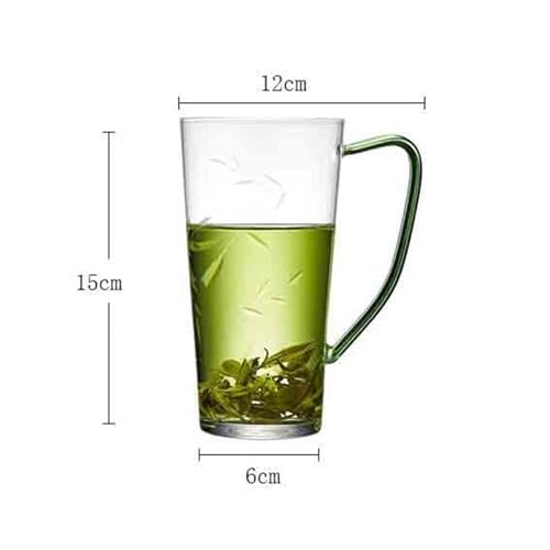 Vasos de bebidas de cristal para terraza con asa verde de 400 ml 3