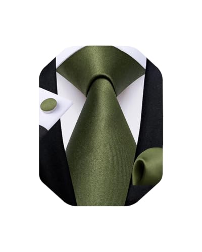 Image of DiBanGu Mens Solid Color Tie and Pocket Square Set Woven Silk Plain Necktie & Handkerchief for Men Wedding Party Formal