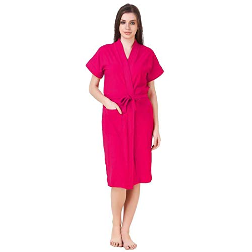 Image of bathrobes terry cotton free size bathrobe for women, bathsuit fit up to 42 inches chest size ladies - Valentine Rani bathrobe