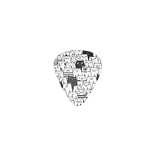ネコ柄 動物柄 ホワイト デザインギターピック guitar pick ティアドロップ型 エレキギター/アコースティックギター/クラシックギター/ベース等の練習に最適な12枚セット